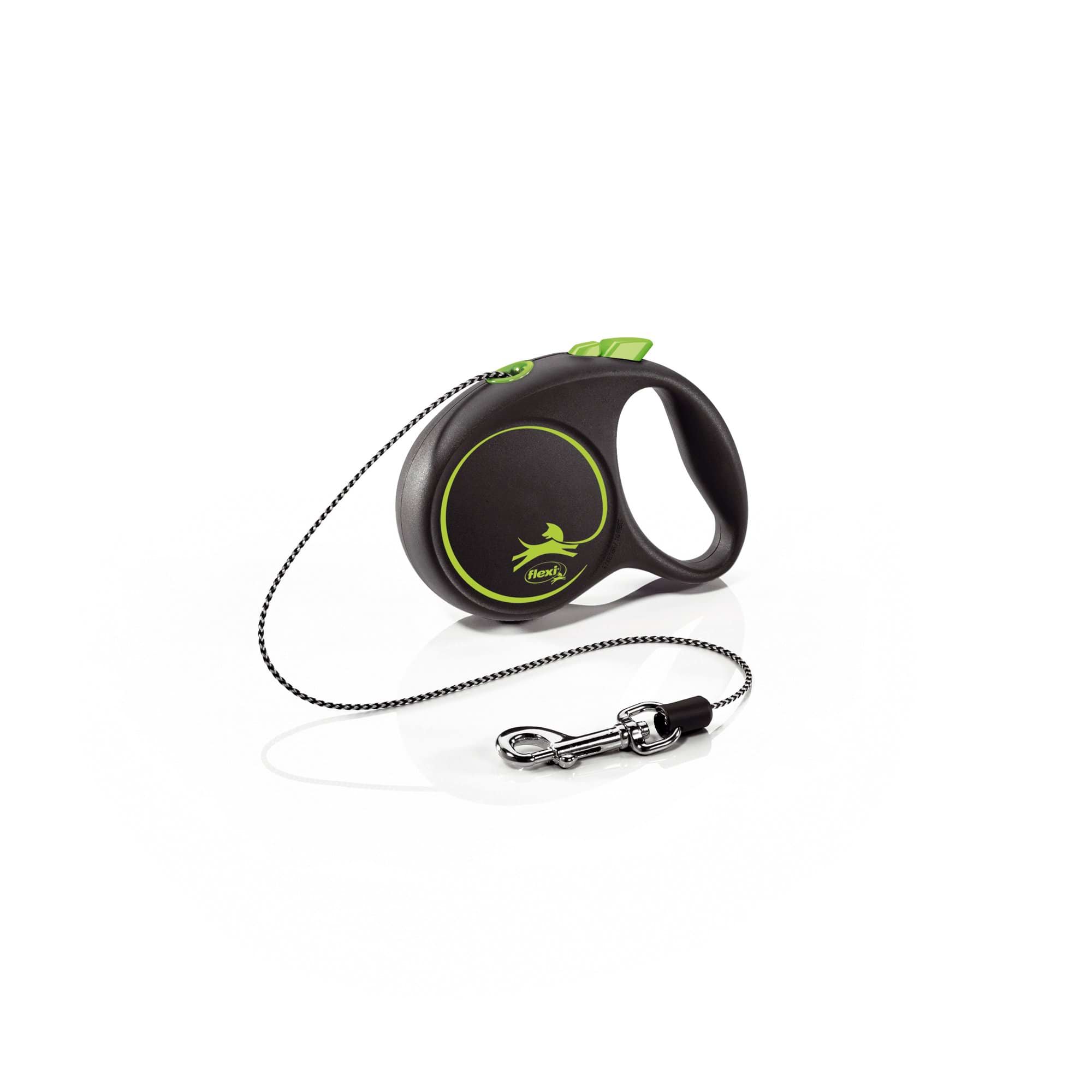 Dog leash Flexi Black Design, cord, green, size XS, 3 m, 8 kg