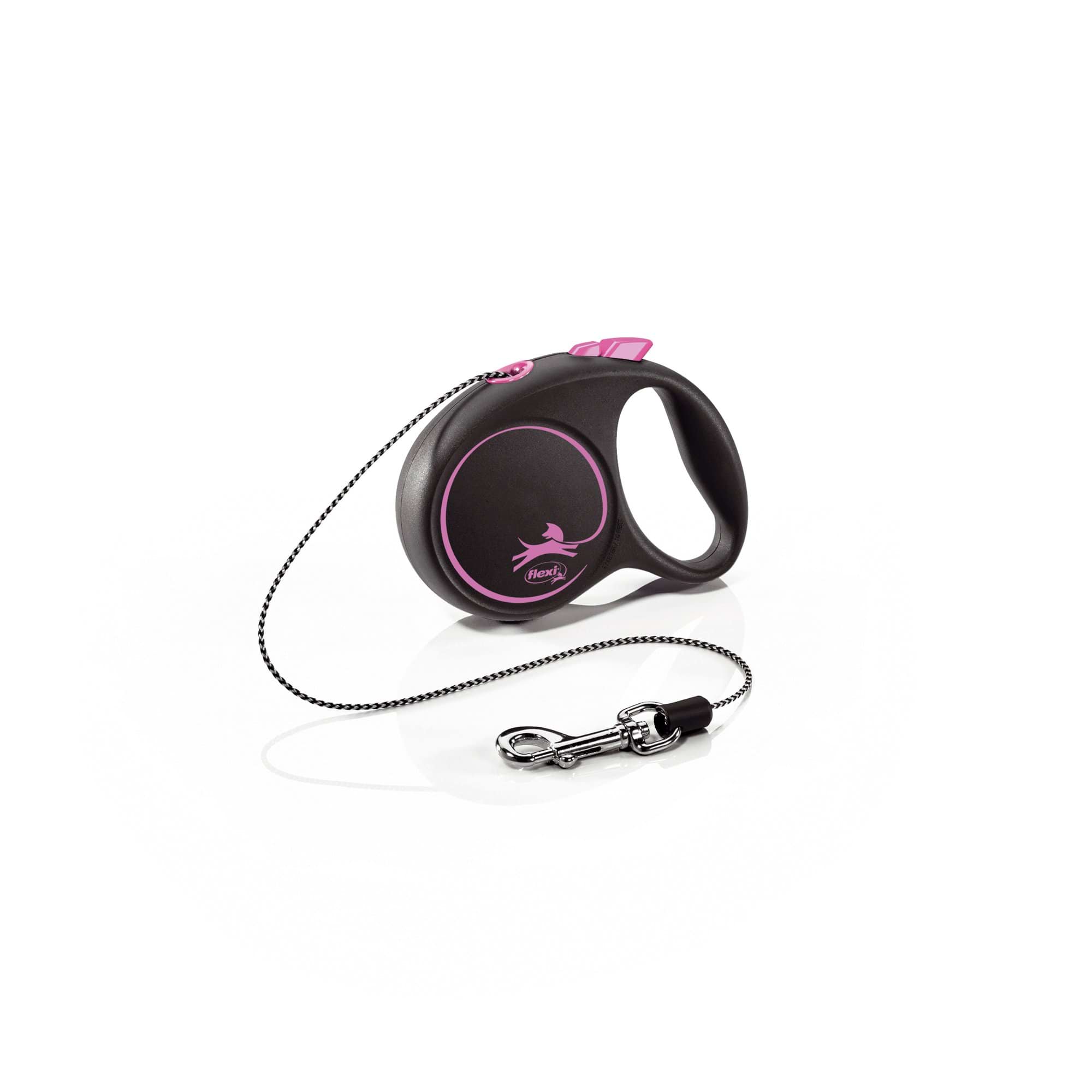 Dog leash Flexi Black Design, cord, pink, size S, 5 m, 12 kg