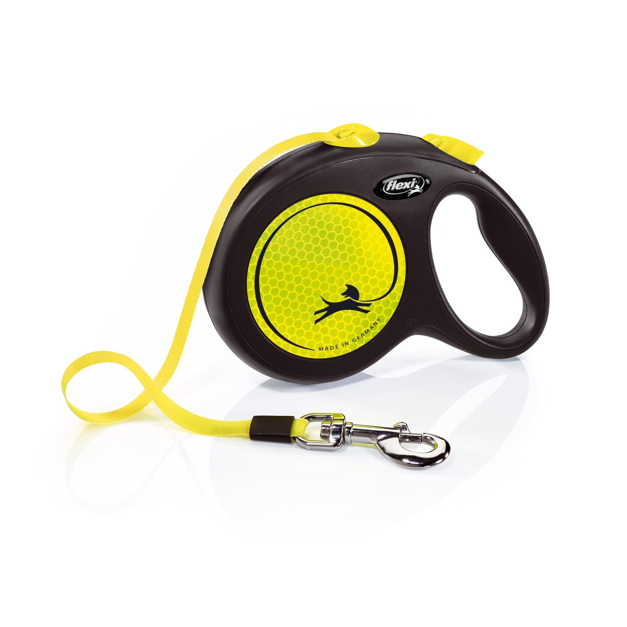 Dog leash Flexi Classic, tape, size M, 5 m, 25 kg, neon/yellow